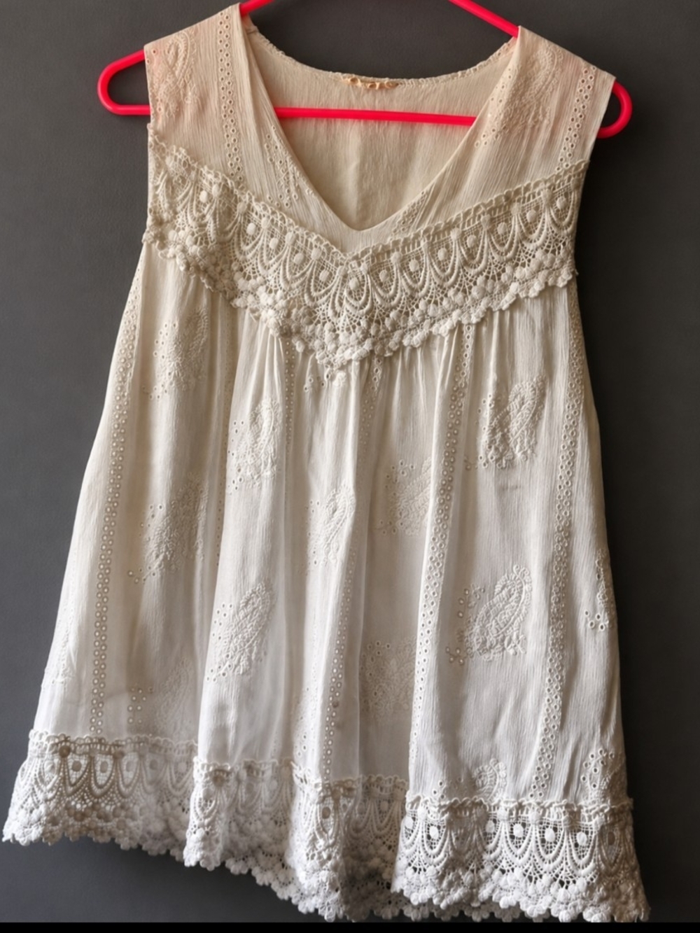 Miss Me White Crochet & Eyelet V-Neck Camisole